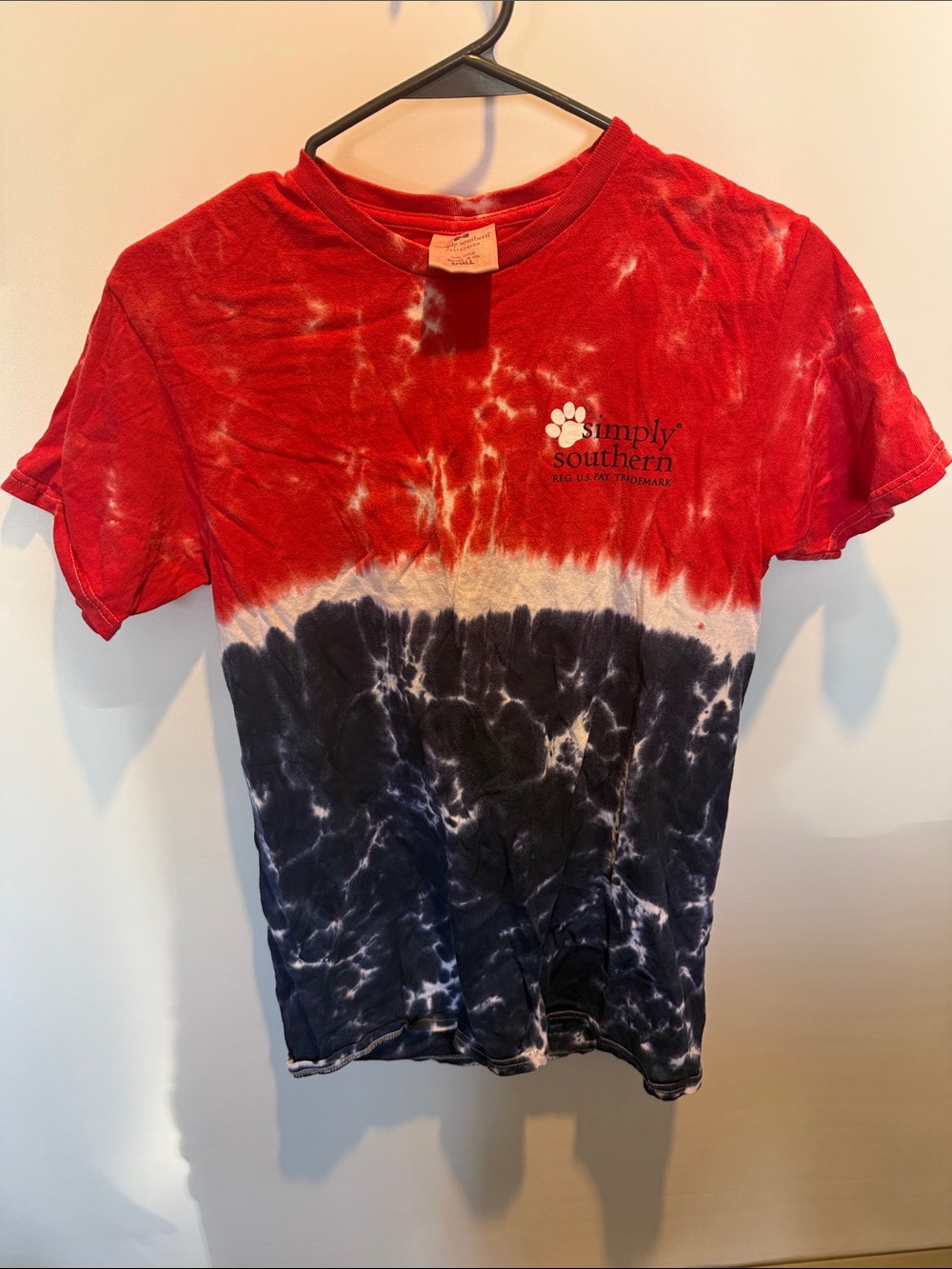 Simply Southern Kids Red and Navy Tie-Dye Short Sleeve Tee